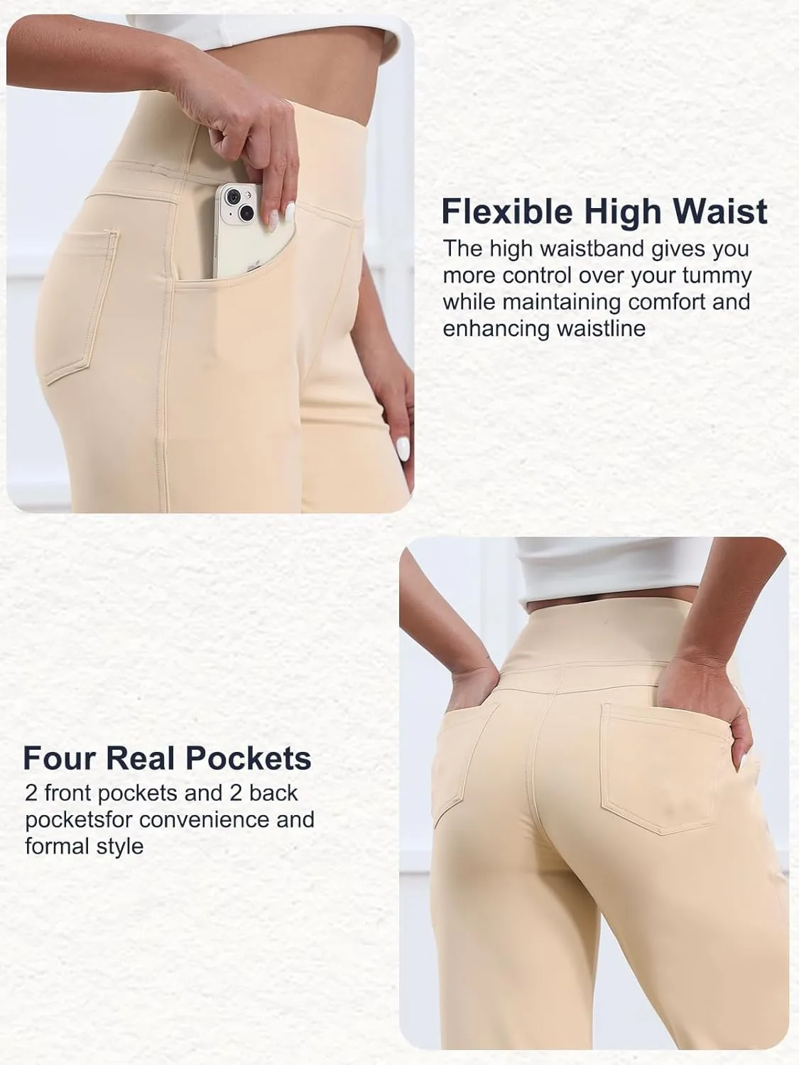 Wide Leg Pants for Woman, High Waisted Loose Casual Pull on Yoga Pants with Pockets Dress Trousers for Work/Athletic