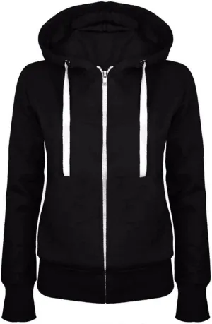 Women Full Zip Hooded Sweatshirts Casual Slim Zipper Fleece Hoodies Tops Fashion Fall Winter Sweater Coat