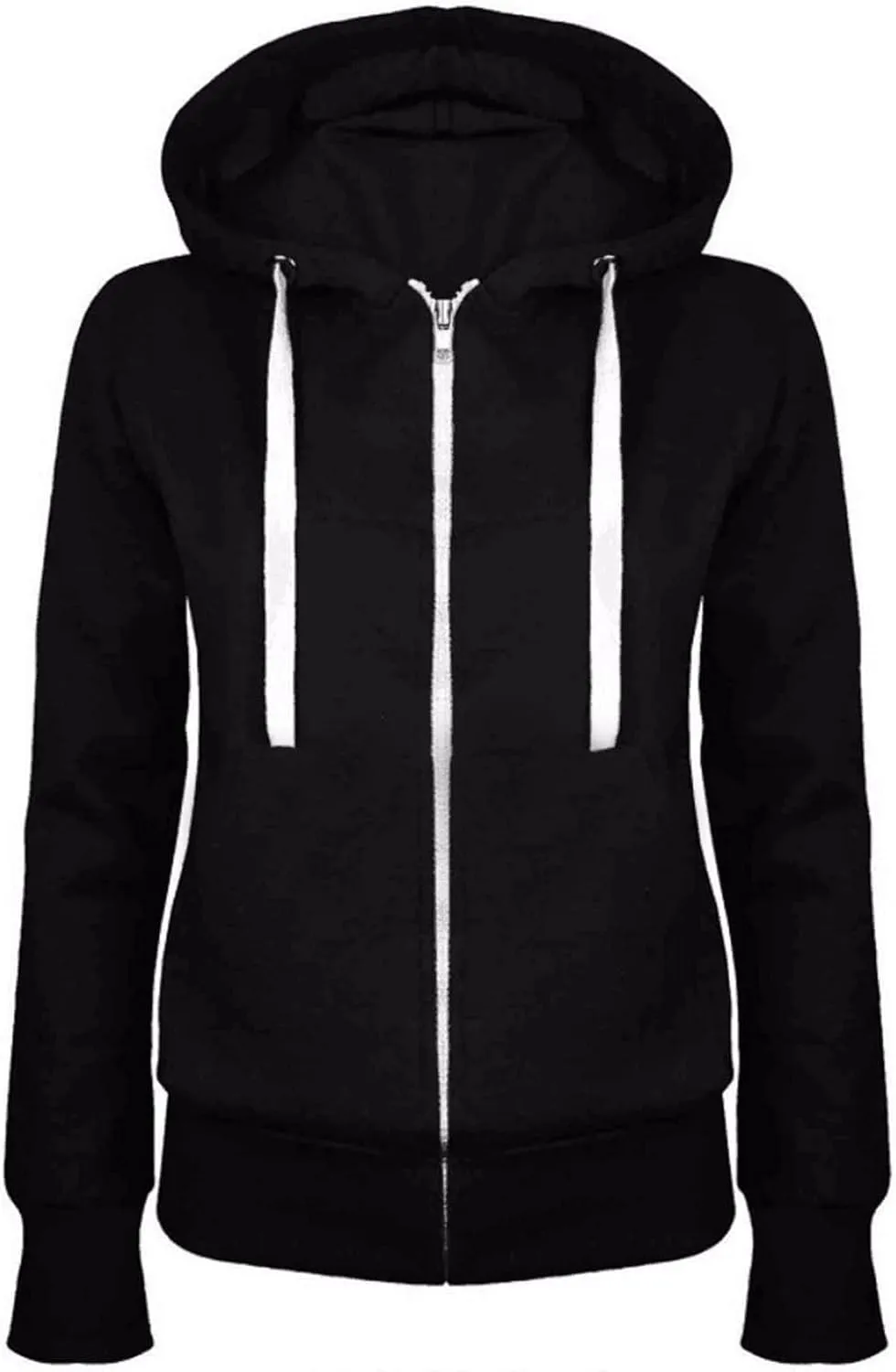 Women Full Zip Hooded Sweatshirts Casual Slim Zipper Fleece Hoodies Tops Fashion Fall Winter Sweater Coat
