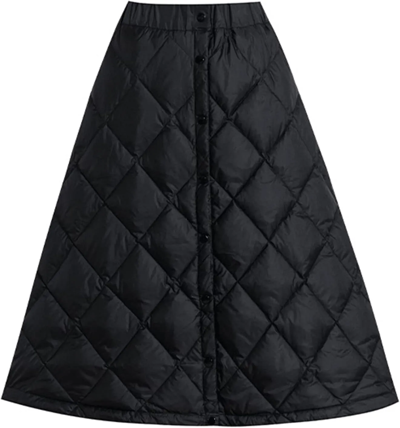 Women Insulated Long Down Skirt Button Front High Waist Long Skirt