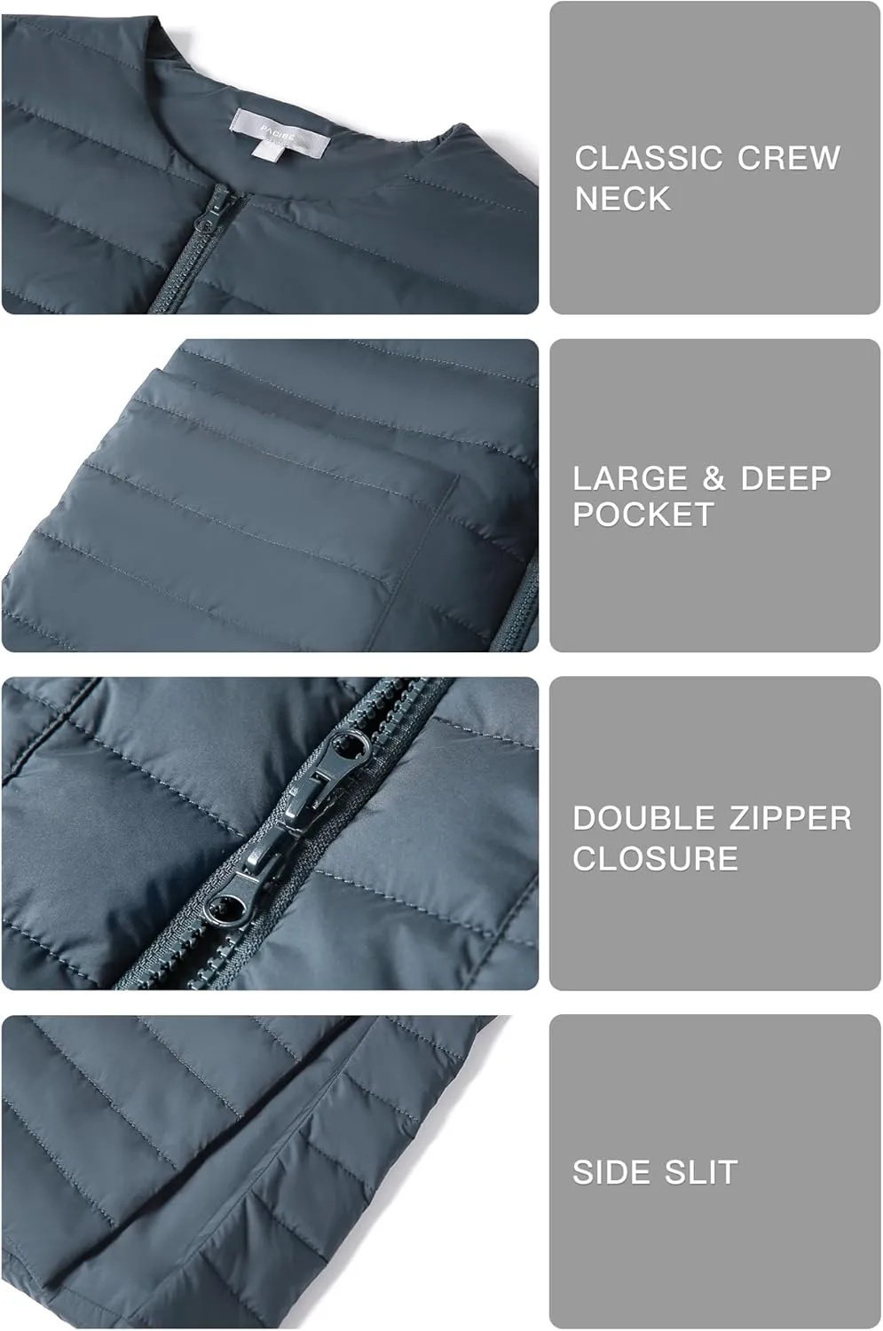 Women Long Puffer Vest Down Quilted Lightweight Sleeveless Jacket with Pockets