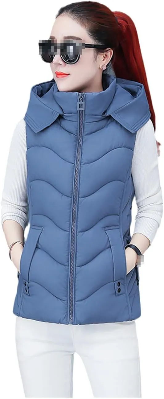 Women Vest Hooded Coat Sleeveless Autumn Winter Vest For Female Short Cotton Padded Jacket Snow Wear Waistcoat