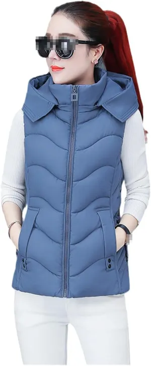 Women Vest Hooded Coat Sleeveless Autumn Winter Vest For Female Short Cotton Padded Jacket Snow Wear Waistcoat