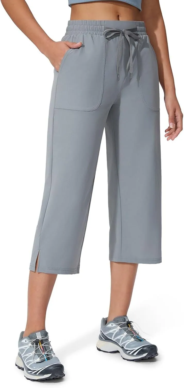Women's Capri Pants Wide Leg Quick Dry Hiking Capris Water Resistant UPF50 Lightweight Loose Travel