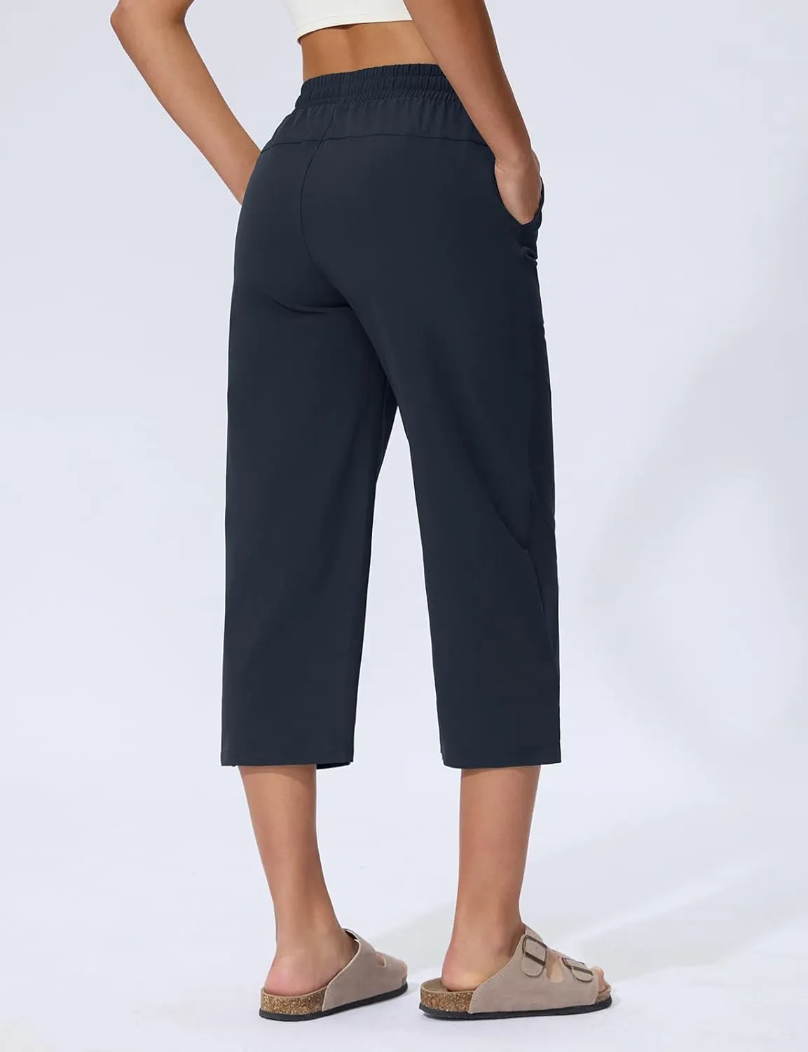 Women's Capri Pants Wide Leg Quick Dry Hiking Capris Water Resistant UPF50 Lightweight Loose Travel