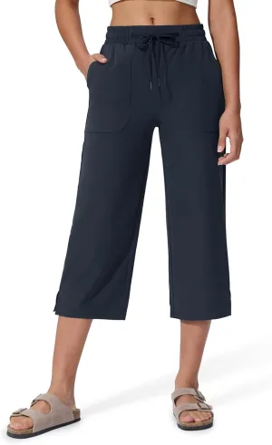 Women's Capri Pants Wide Leg Quick Dry Hiking Capris Water Resistant UPF50 Lightweight Loose Travel