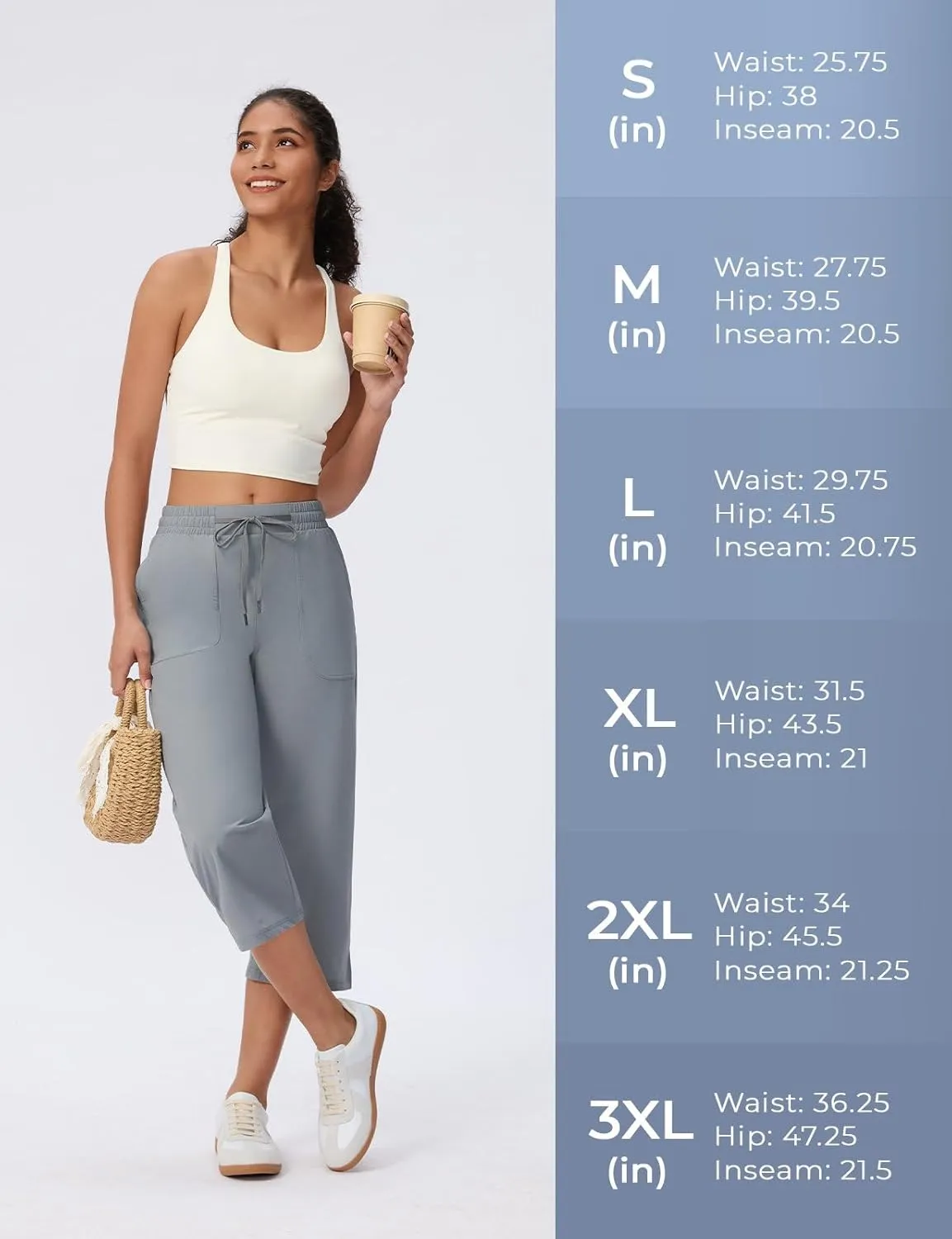 Women's Capri Pants Wide Leg Quick Dry Hiking Capris Water Resistant UPF50 Lightweight Loose Travel