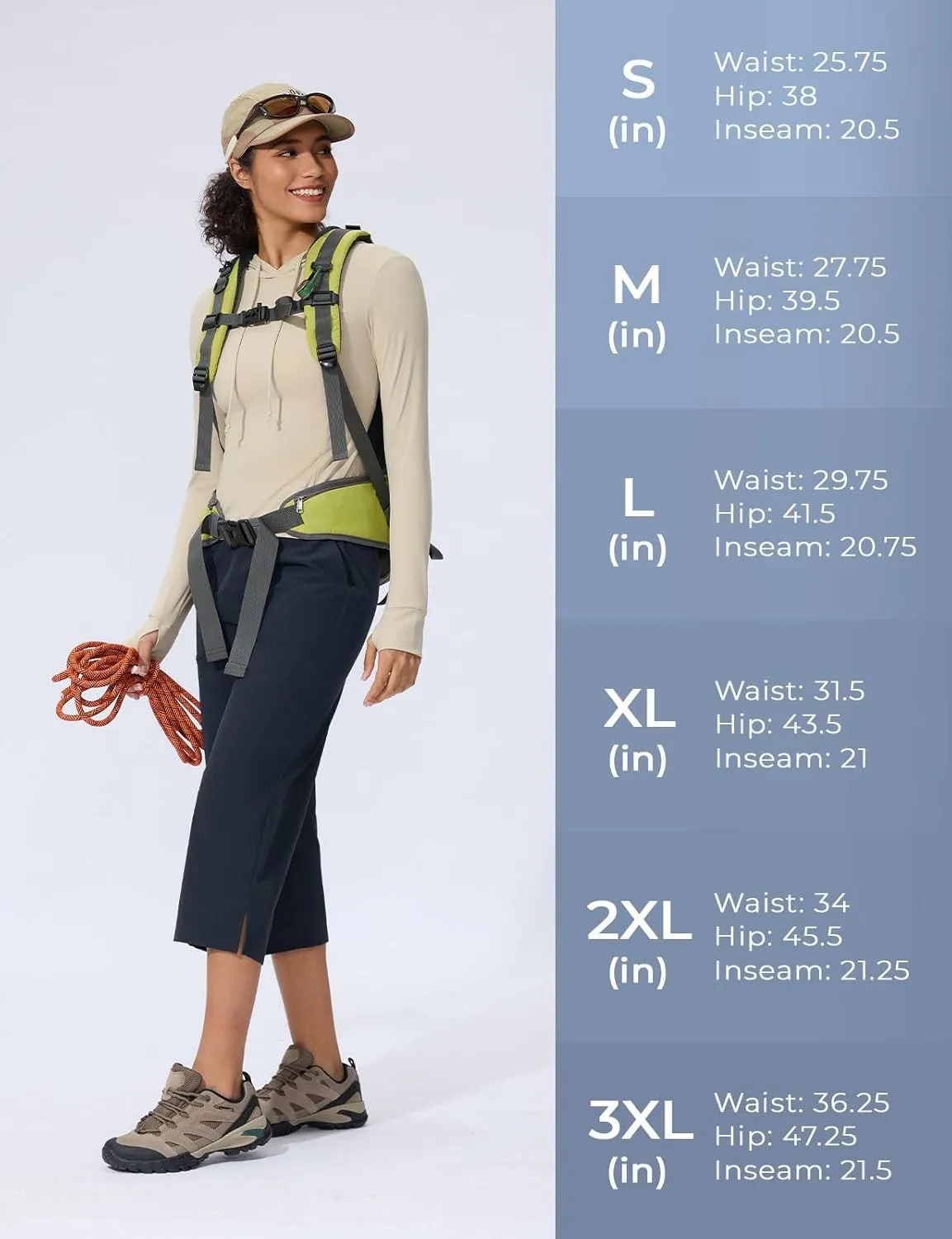 Women's Capri Pants Wide Leg Quick Dry Hiking Capris Water Resistant UPF50 Lightweight Loose Travel