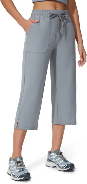 Women's Capri Pants Wide Leg Quick Dry Hiking Capris Water Resistant UPF50 Lightweight Loose Travel