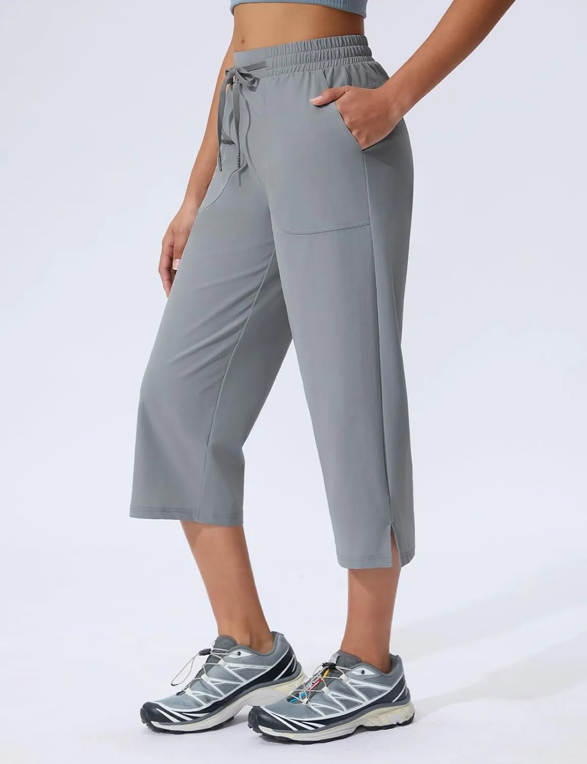 Women's Capri Pants Wide Leg Quick Dry Hiking Capris Water Resistant UPF50 Lightweight Loose Travel