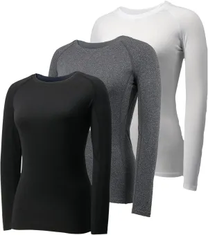 Womens Compression Shirts Long Sleeve Quick Dry Workout Running Yoga Shirts for Women Athletic Tops