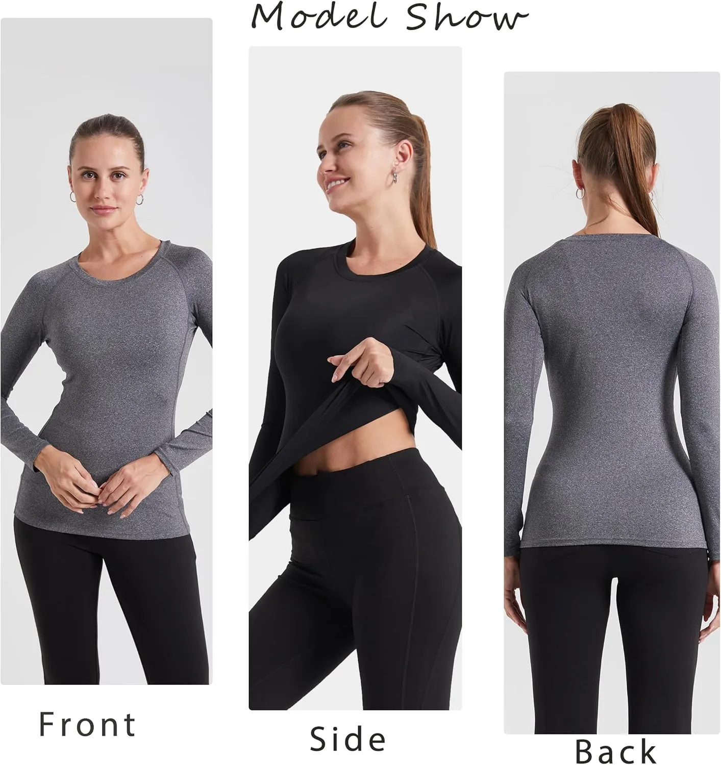 Womens Compression Shirts Long Sleeve Quick Dry Workout Running Yoga Shirts for Women Athletic Tops
