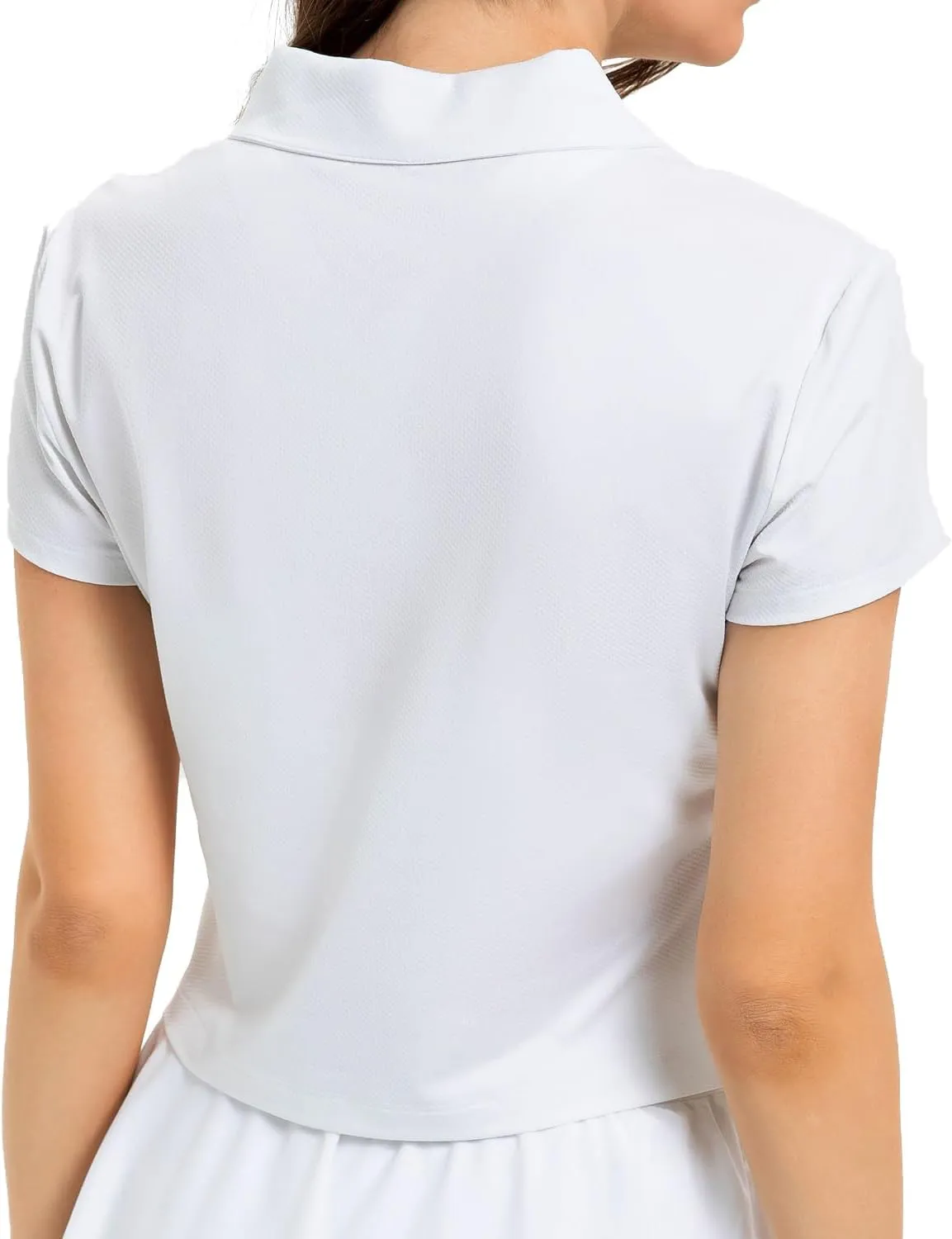 Women's Cropped Polo Shirts Athletic Golf Tennis Shirts Short Sleeve Moisture Wicking Collared Sports T-Shirts