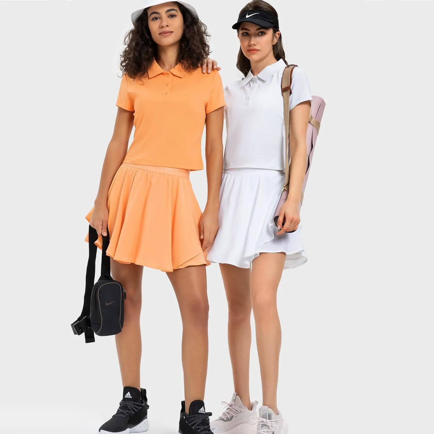 Women's Cropped Polo Shirts Athletic Golf Tennis Shirts Short Sleeve Moisture Wicking Collared Sports T-Shirts