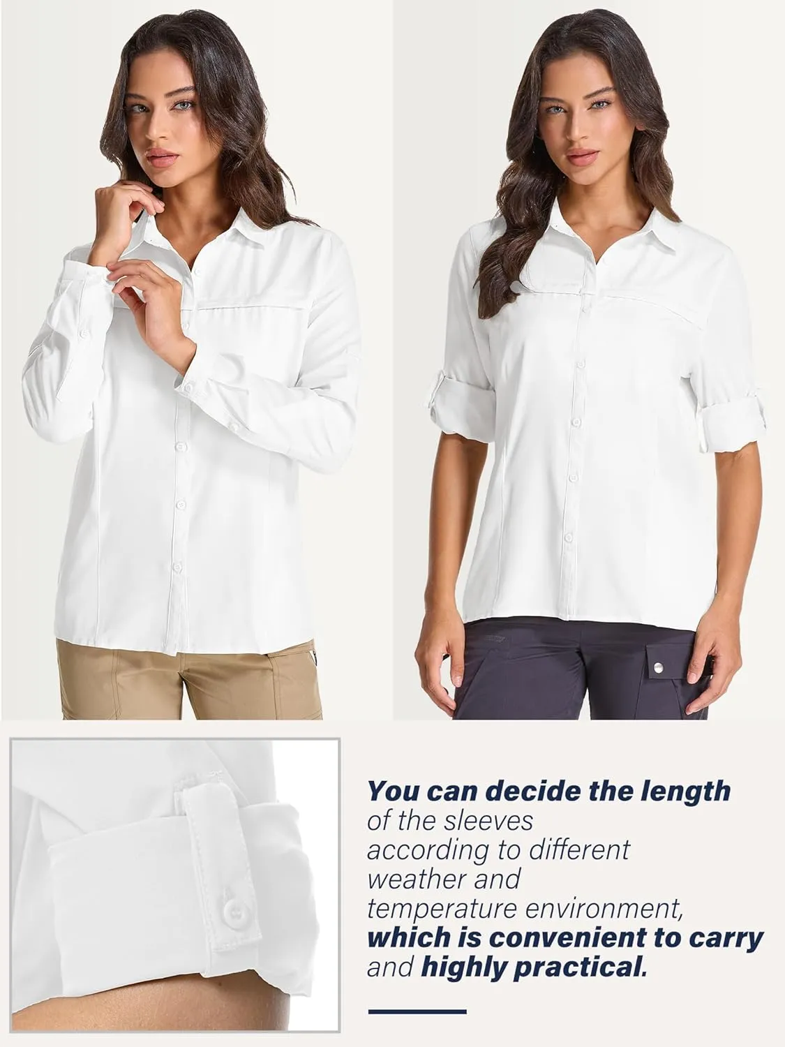 Womens Fishing Safari Shirt Sun Protection Hiking Shirts Quick Dry Lightweight UPF 50 Long Sleeve for Travel Outdoor Camping