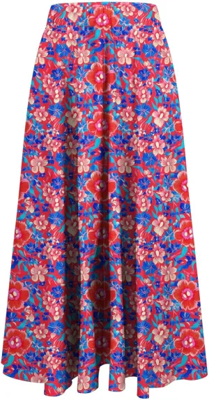 Women's Floral Print Skirts with Pockets Flowy High Waist A Line Skirt Ruffle Midi Length Summer Beach Shirts 2025