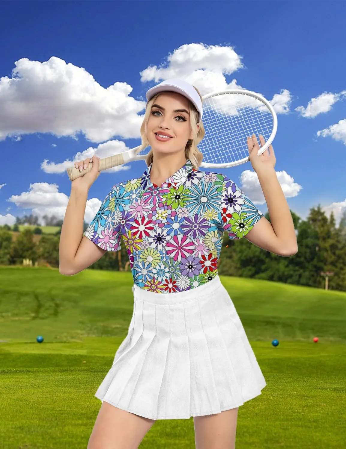 Women's Polo Shirt Quick Dry Golf Short Sleeve Shirts Moisture Wicking Polo Shirts Sports Tennis Shirt