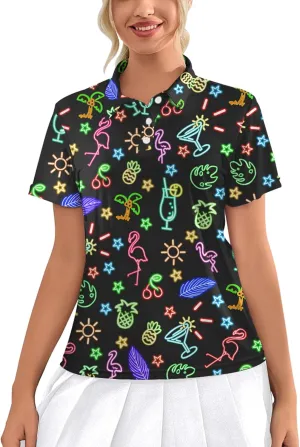 Womens Polo Shirts Hawaiian Golf Shirts Short Sleeve Moisture Wicking Quick Dry Athletic Sport Golf Outfit for Women