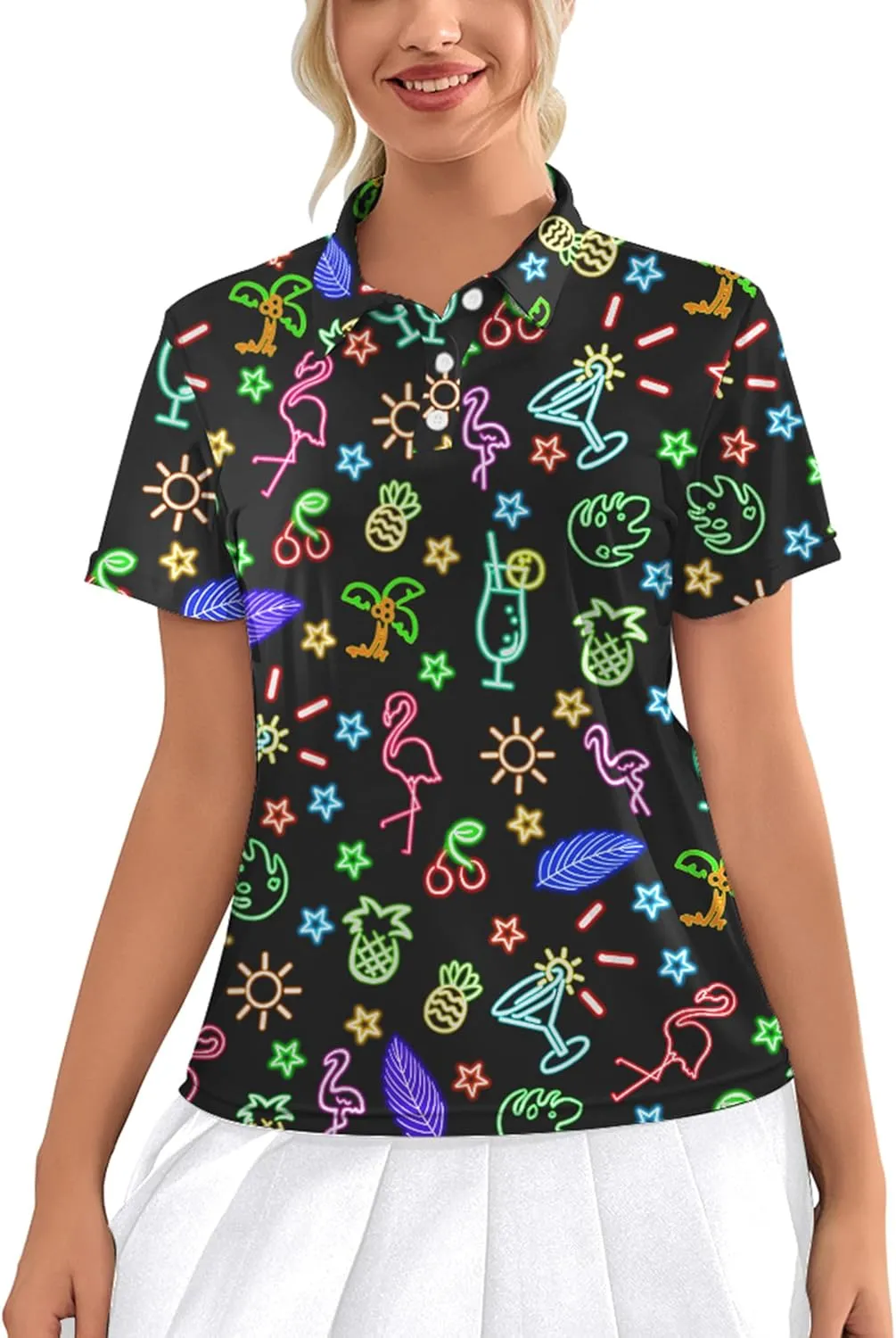 Womens Polo Shirts Hawaiian Golf Shirts Short Sleeve Moisture Wicking Quick Dry Athletic Sport Golf Outfit for Women
