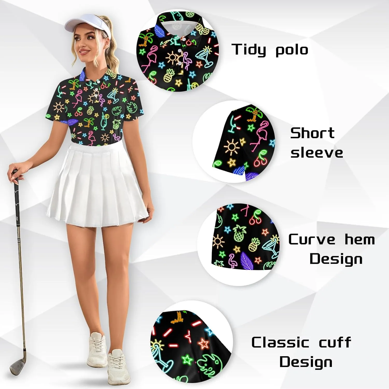 Womens Polo Shirts Hawaiian Golf Shirts Short Sleeve Moisture Wicking Quick Dry Athletic Sport Golf Outfit for Women