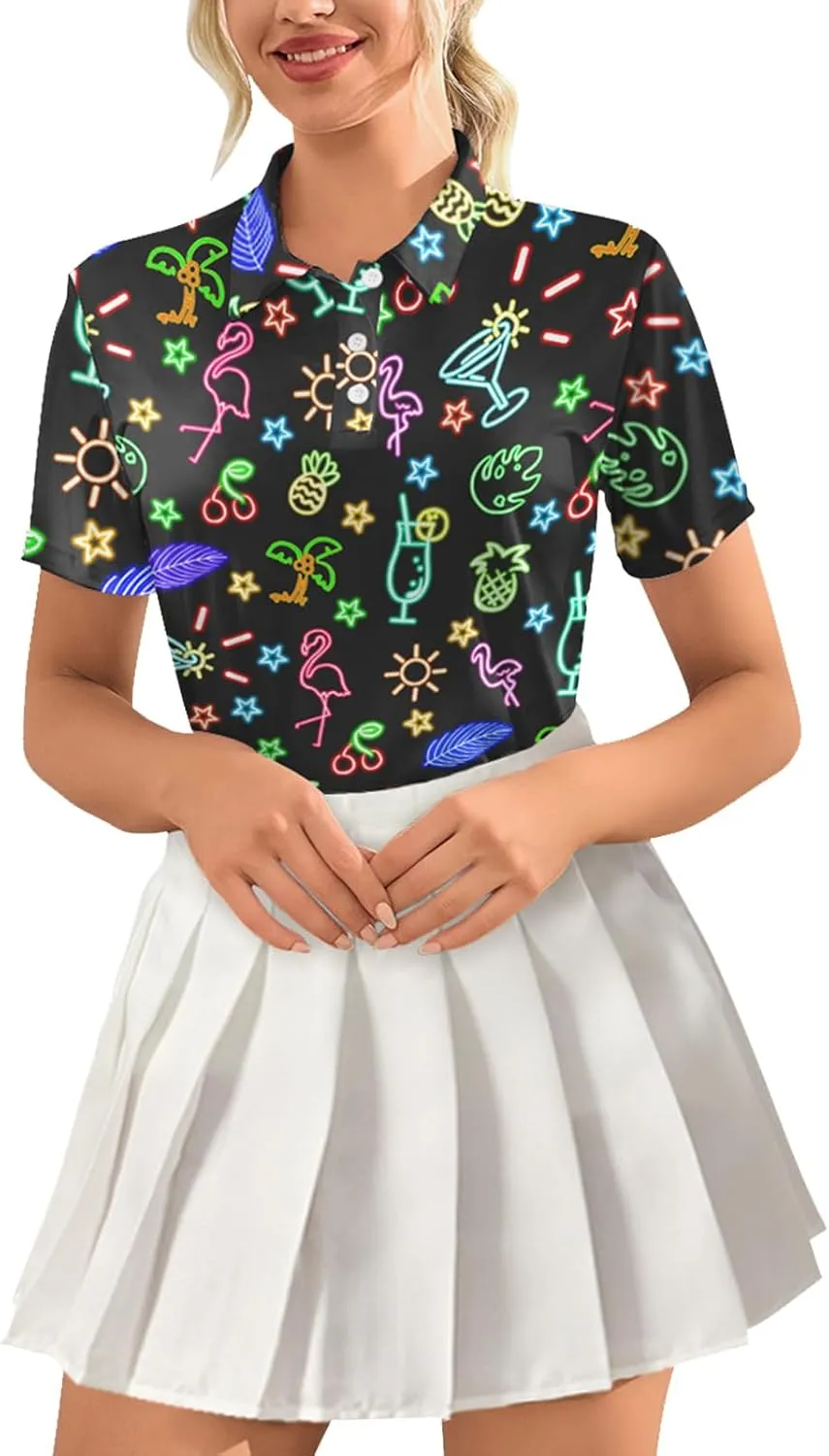 Womens Polo Shirts Hawaiian Golf Shirts Short Sleeve Moisture Wicking Quick Dry Athletic Sport Golf Outfit for Women