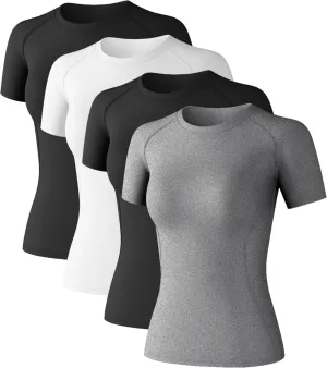 Women's Short Sleeve Compression Shirts Athletic T-Shirts Workout Tops for Gym Yoga Running