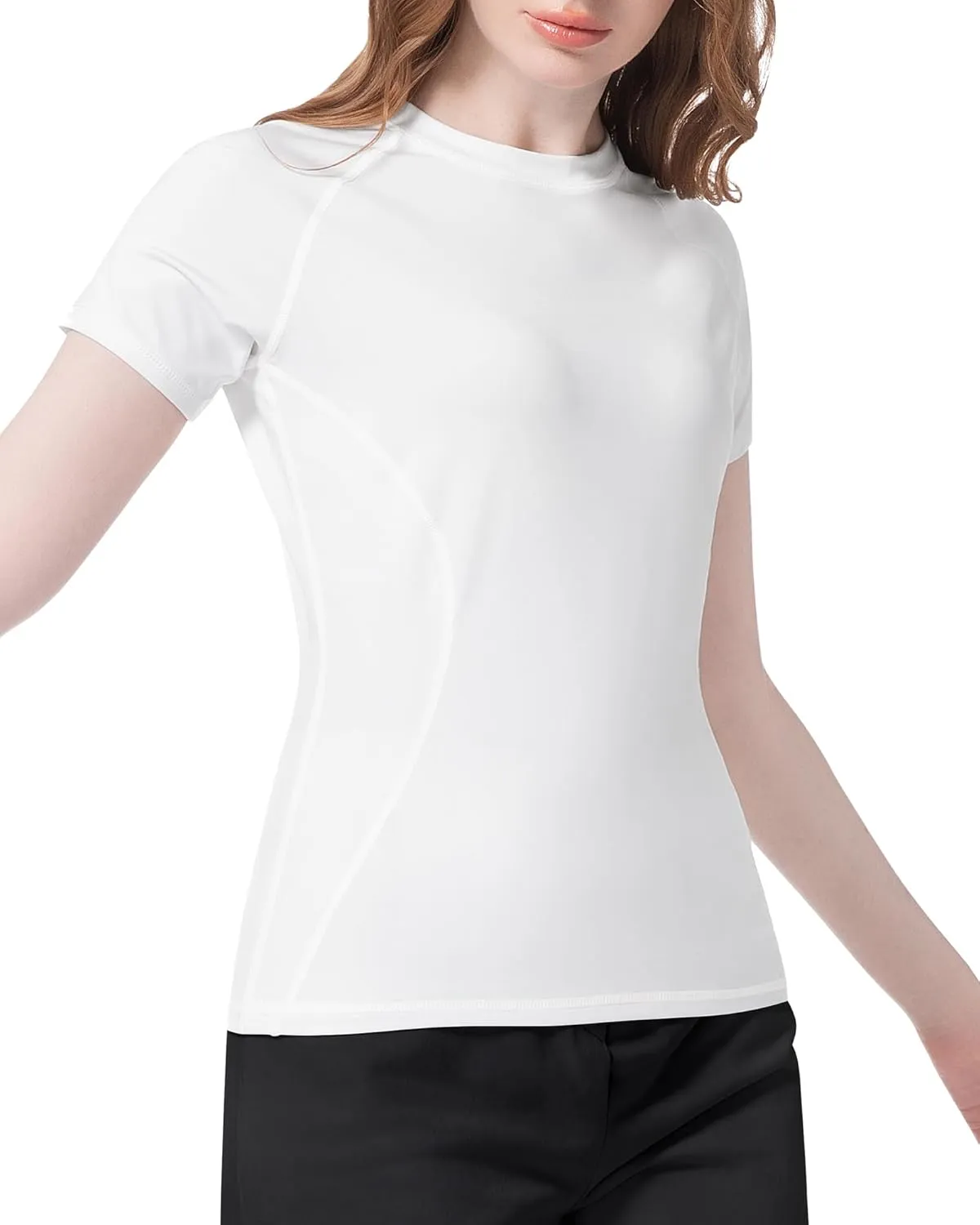 Women's Short Sleeve Compression Shirts Athletic T-Shirts Workout Tops for Gym Yoga Running