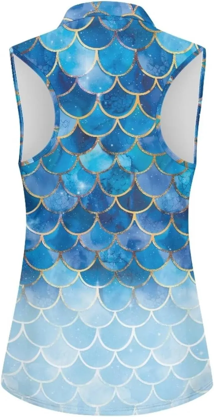 Women's Sleeveless Golf Shirts Racerback Design Tennis Shirts Moisture Wicking Golf Tank Top