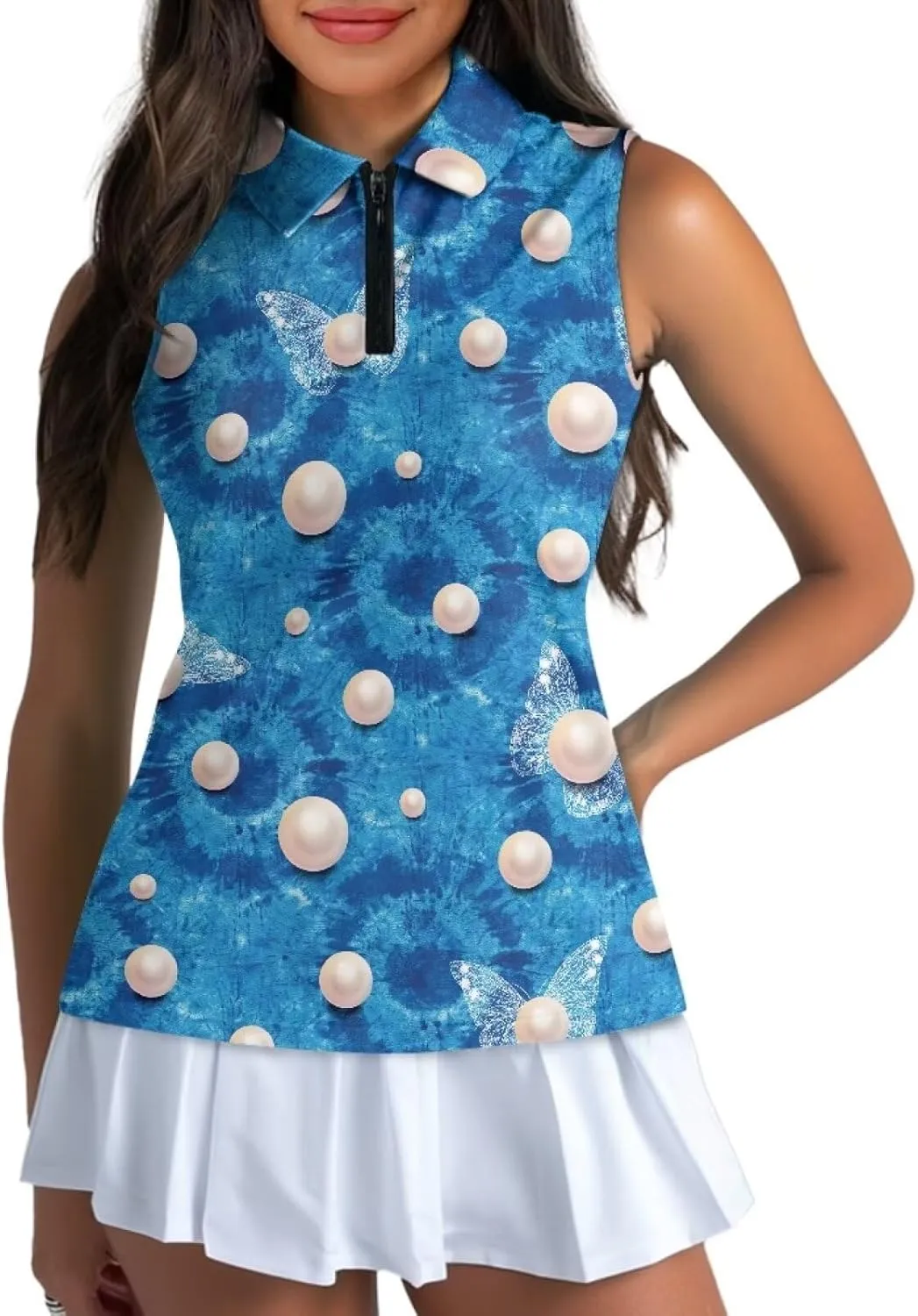 Women's Sleeveless Golf Shirts Racerback Design Tennis Shirts Moisture Wicking Golf Tank Top