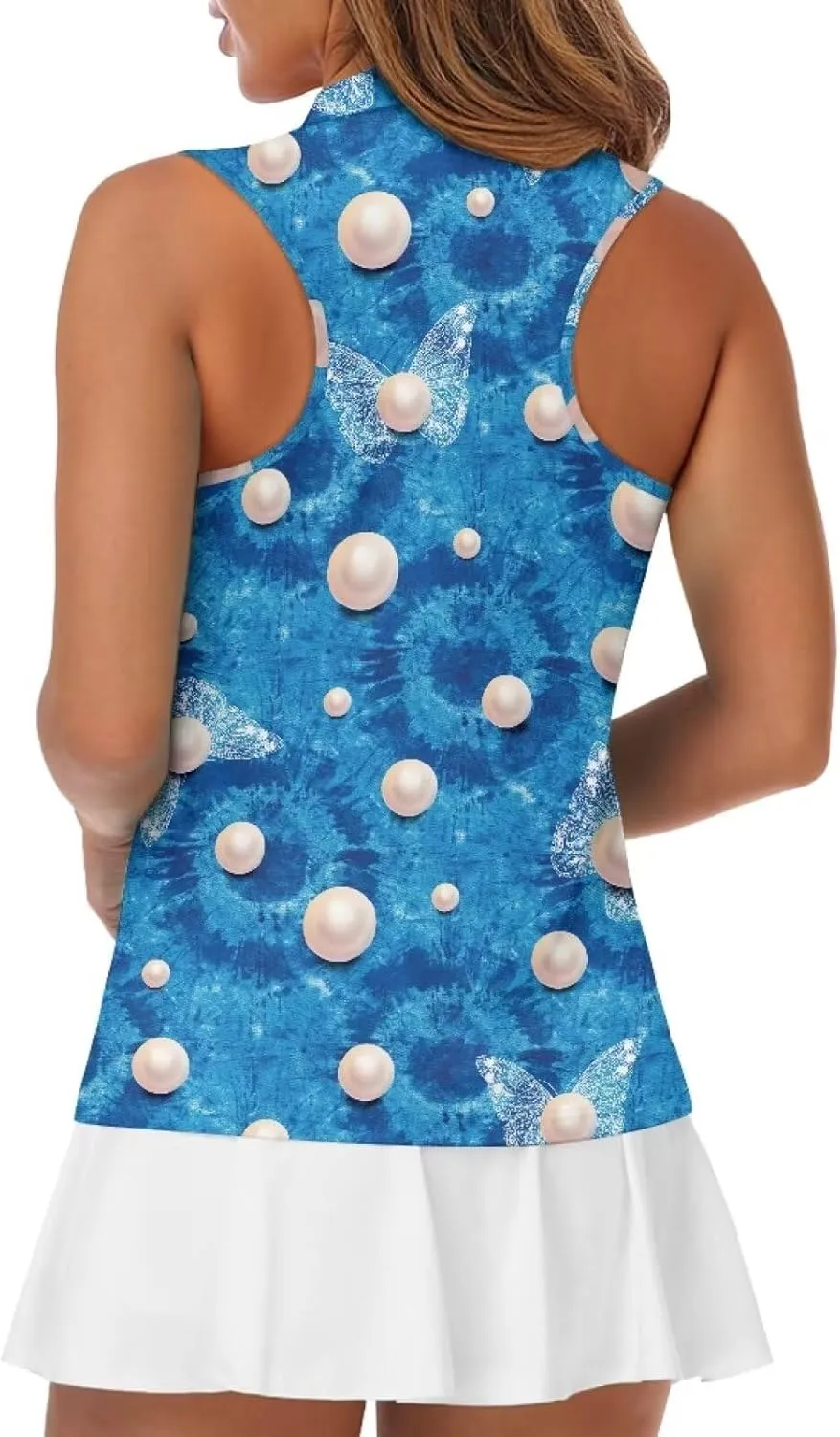 Women's Sleeveless Golf Shirts Racerback Design Tennis Shirts Moisture Wicking Golf Tank Top