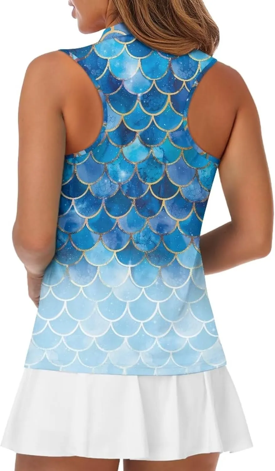 Women's Sleeveless Golf Shirts Racerback Design Tennis Shirts Moisture Wicking Golf Tank Top