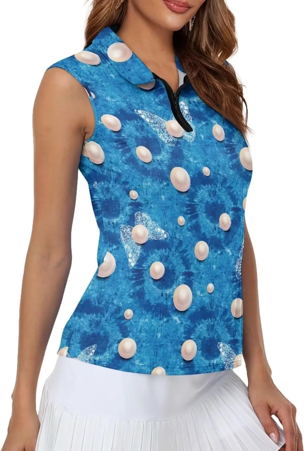 Women's Sleeveless Golf Shirts Racerback Design Tennis Shirts Moisture Wicking Golf Tank Top
