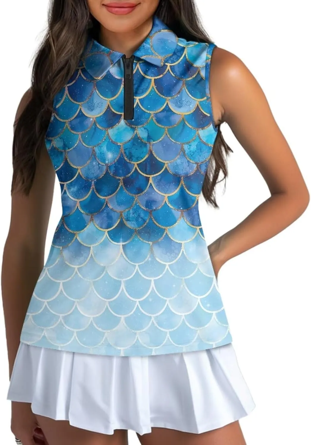 Women's Sleeveless Golf Shirts Racerback Design Tennis Shirts Moisture Wicking Golf Tank Top