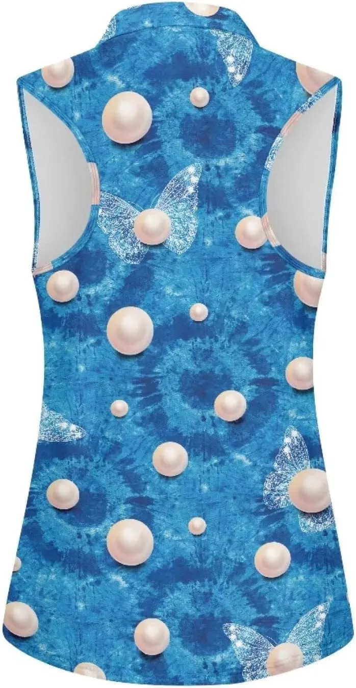 Women's Sleeveless Golf Shirts Racerback Design Tennis Shirts Moisture Wicking Golf Tank Top
