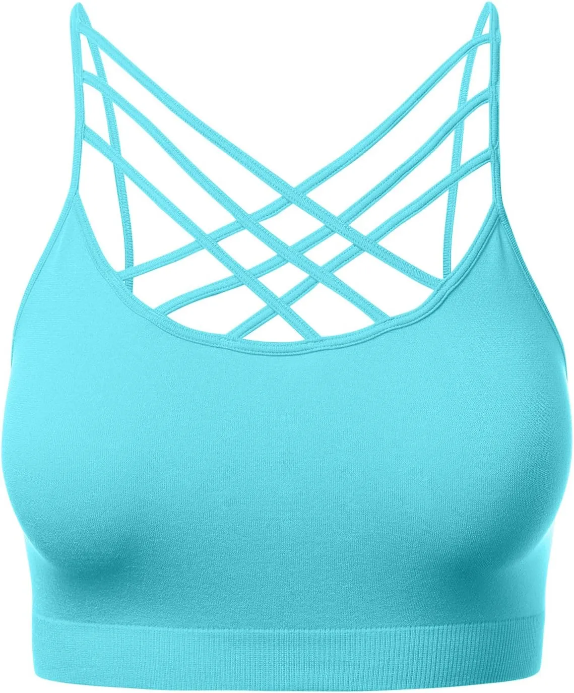 Women's Sports Bra Criss Cross Strappy Bandeau Cami Wirefree Bralette Tops