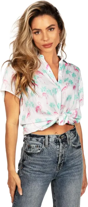 Women's Summer Tie Shirts - Patterned Tie Summer Shirts for Women