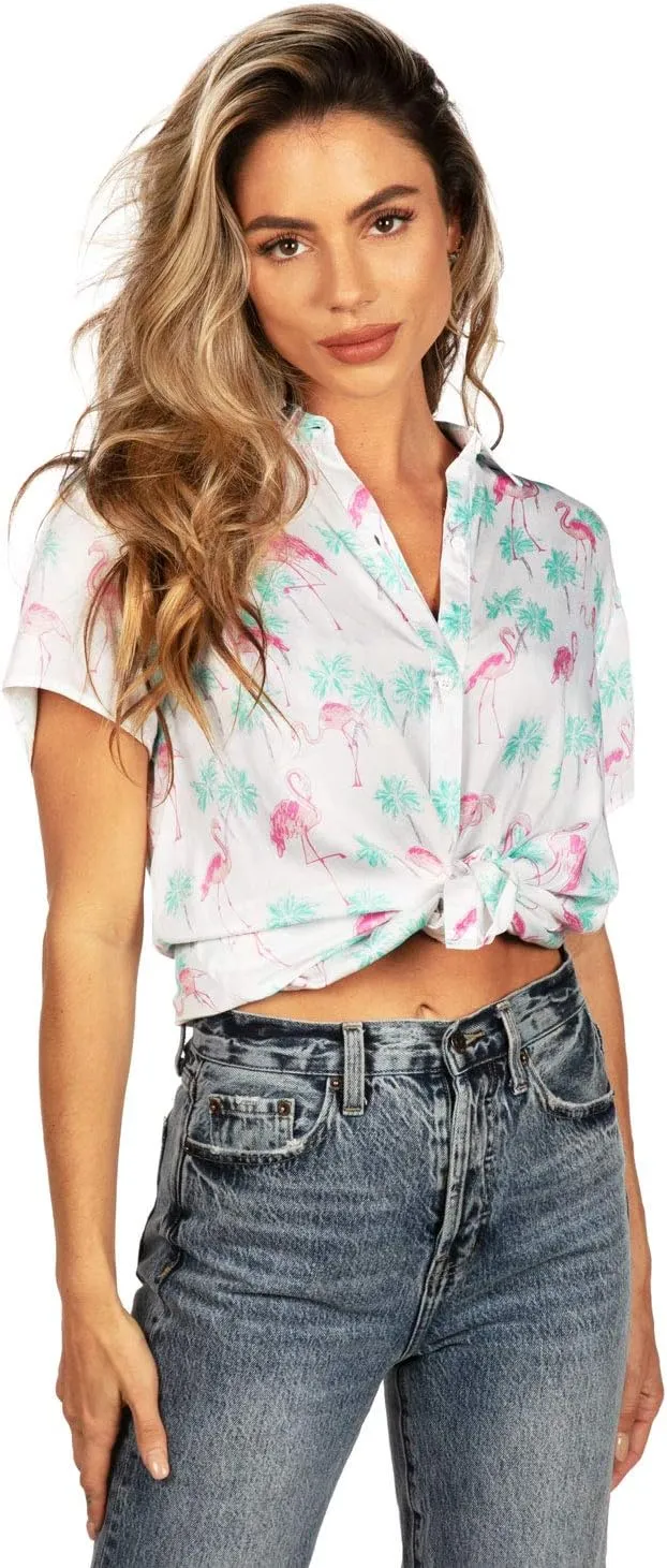 Women's Summer Tie Shirts - Patterned Tie Summer Shirts for Women