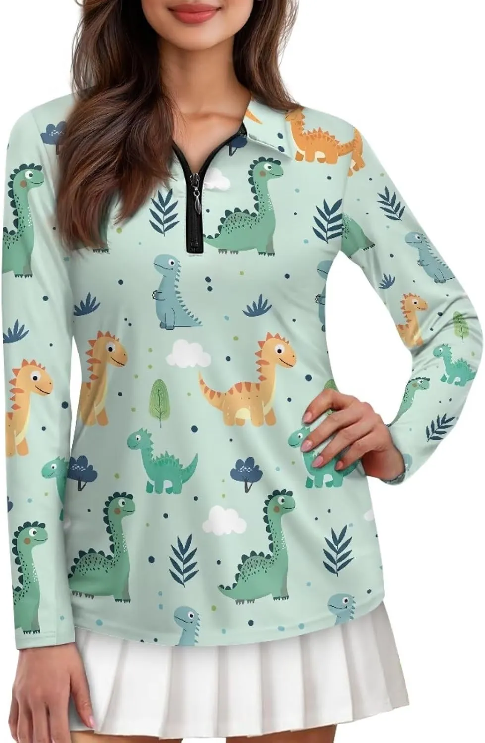 Women's UV Protection Shirts Quarter Zip Pullover Women Long Sleeve Shirts Golf Shirts Workout Tops