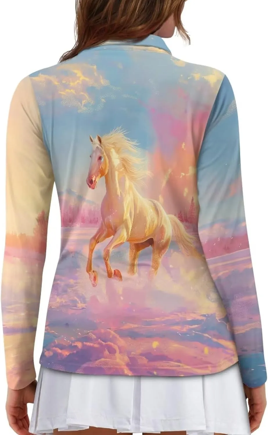Women's UV Protection Shirts Quarter Zip Pullover Women Long Sleeve Shirts Golf Shirts Workout Tops