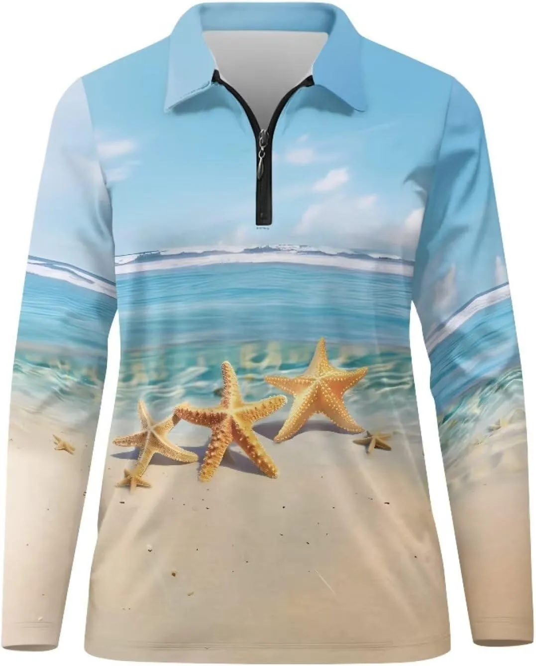 Women's UV Protection Shirts Quarter Zip Pullover Women Long Sleeve Shirts Golf Shirts Workout Tops