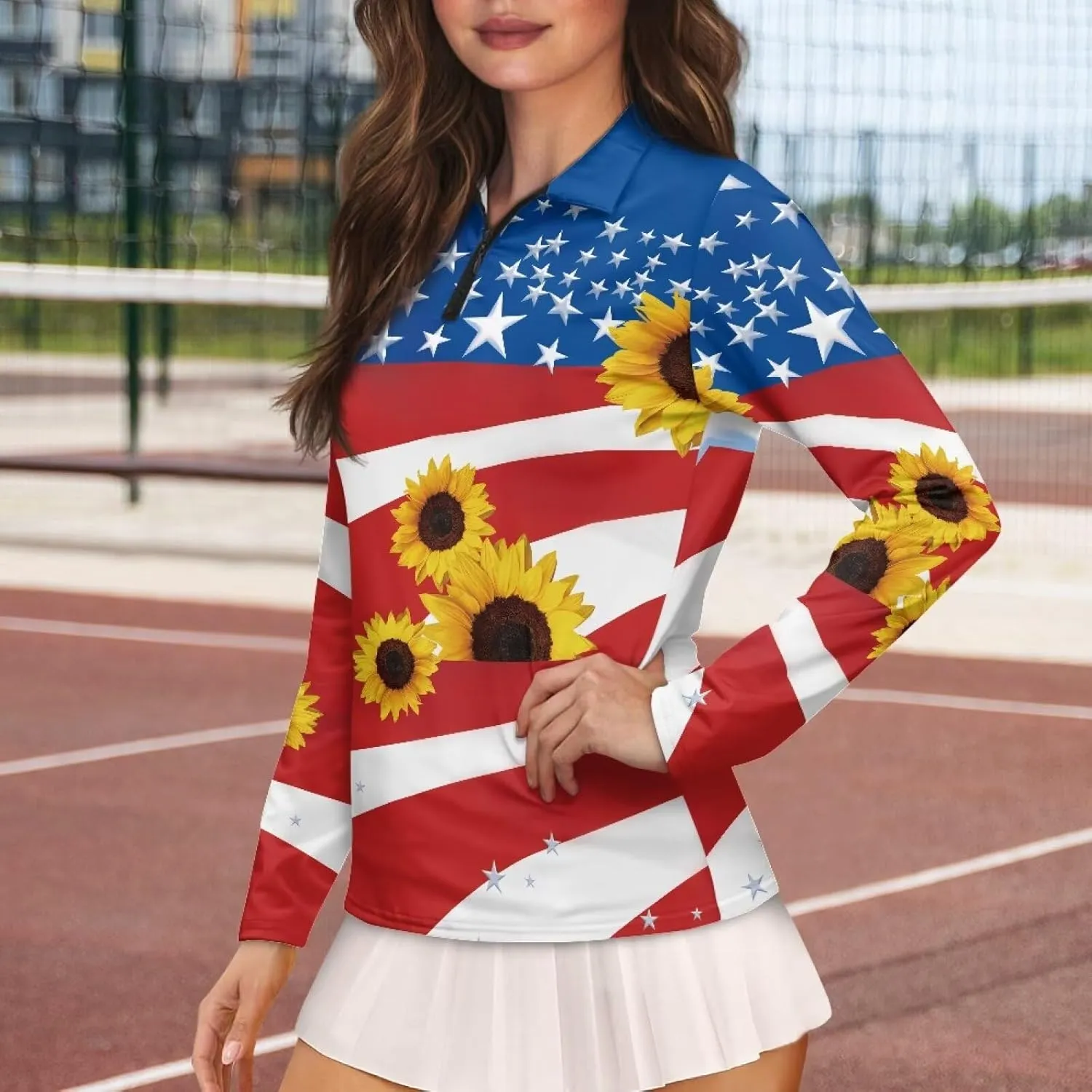 Women's UV Protection Shirts Quarter Zip Pullover Women Long Sleeve Shirts Golf Shirts Workout Tops
