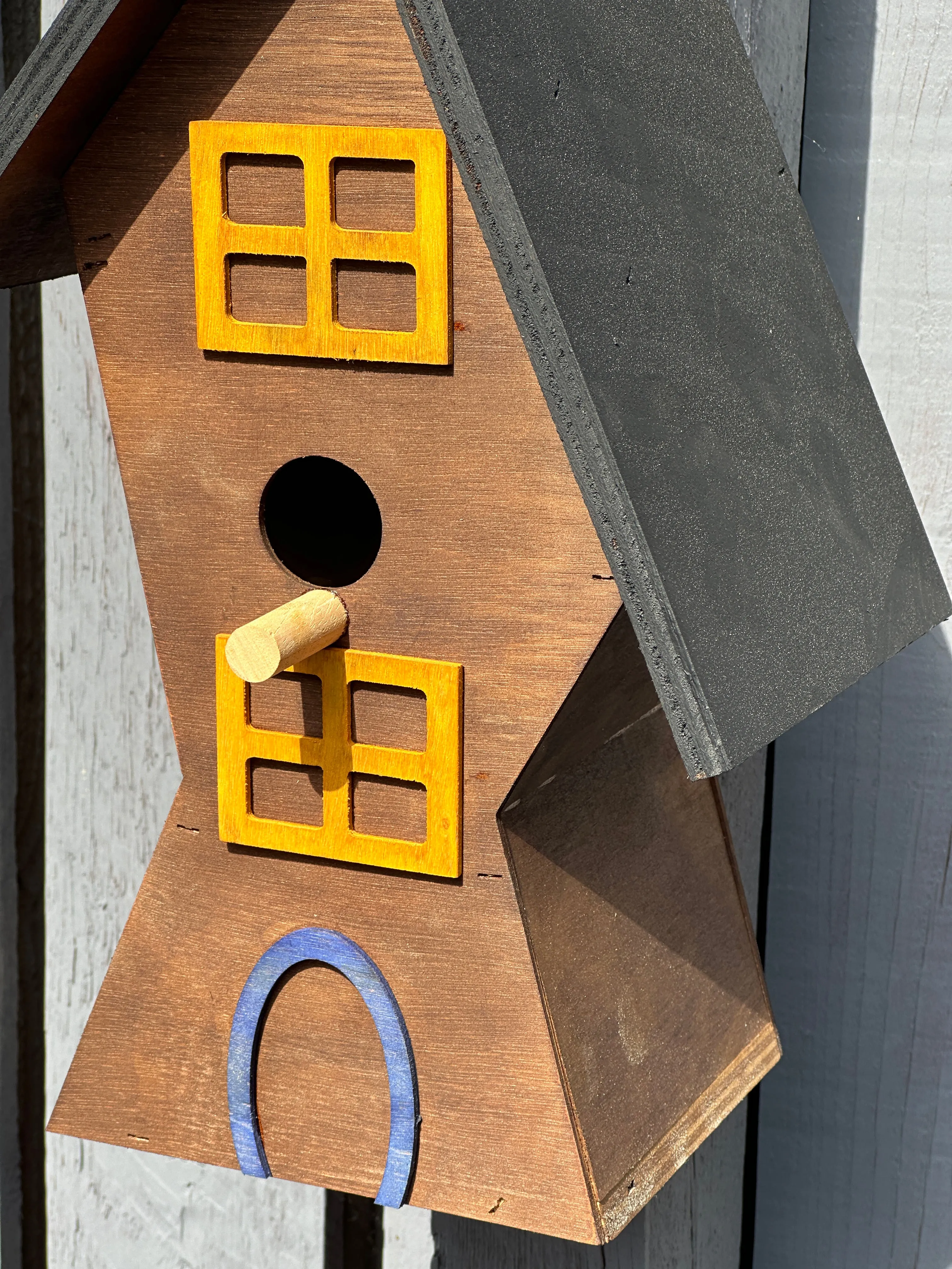 Wooden bird box a great bird nesting box a garden bird box or bird house