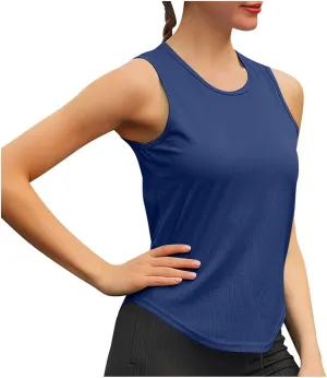 Workout Tank Tops for Women Lightweight Atheletic Curved Hem Sleeveless Shirt Quick Dry Tennis Gym Exercise Yoga Tops