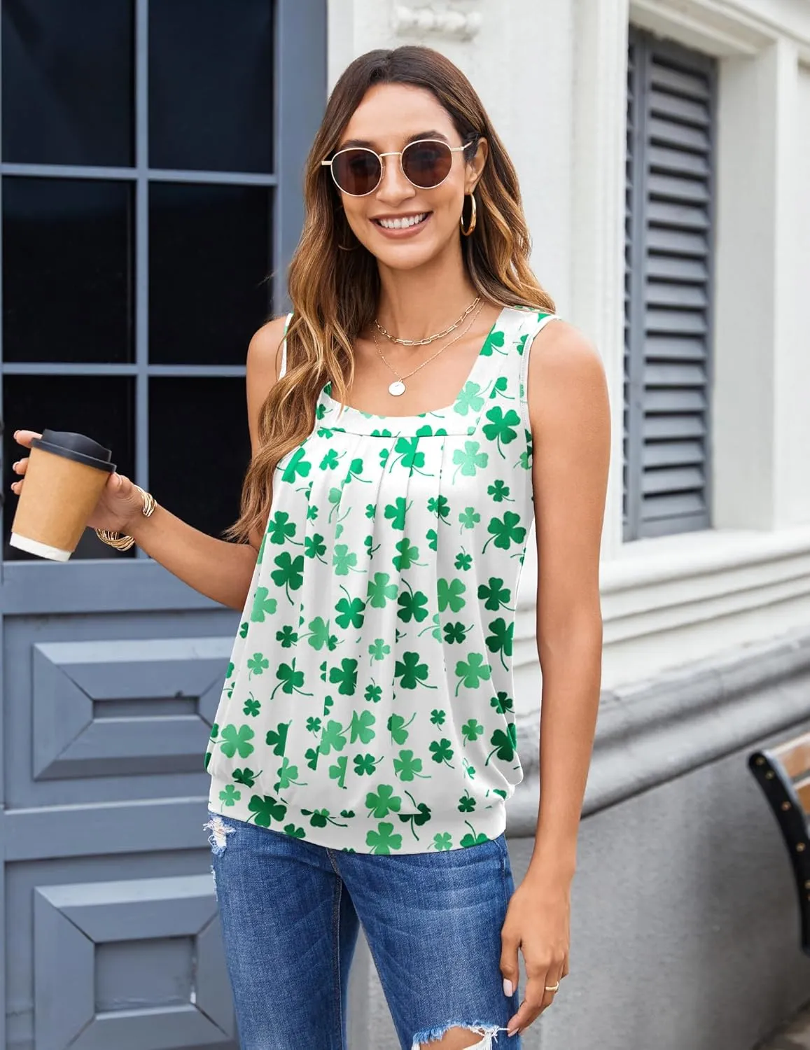 Zeagoo Womens Tank Tops Square Neck Loose Fit Basic Casual Going Out Tops Trendy Summer Sleeveless Shirts
